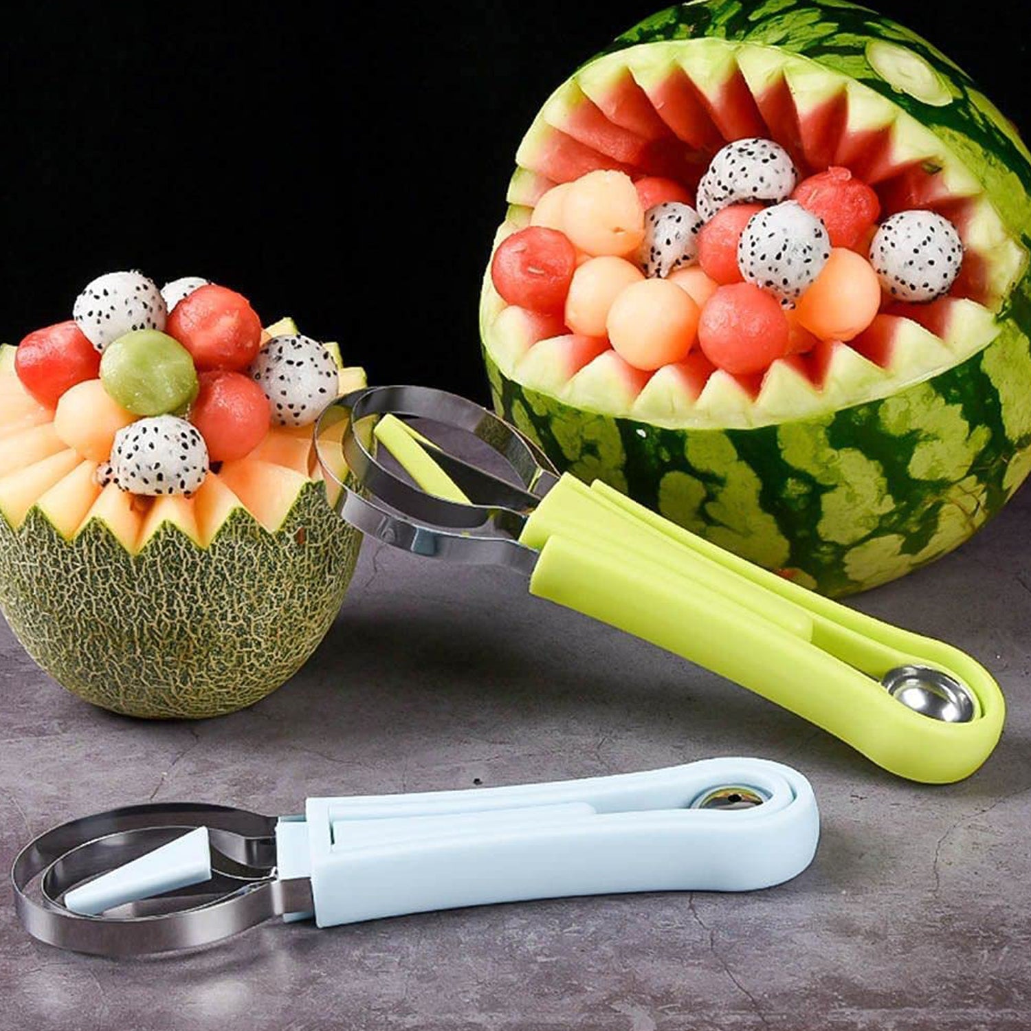 2606  4 In 1 Stainless Steel Melon Baller Seed Remover Sorbet Dessert Ball Spoon Fruit Digging Spoon Double Sided Fruit Scooper Watermelon Baller Scoop 2606  4 In 1 Stainless Steel Melon Baller Seed Remover Sorbet Dessert Ball Spoon Fruit Digging Spoon Double Sided Fruit Scooper Watermelon Baller Scoop